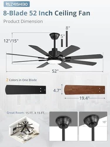 Best 52 Inch 8 Blade Ceiling Fan